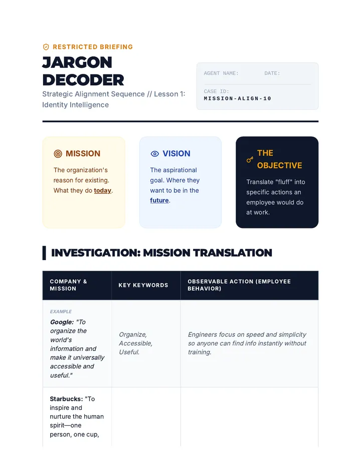 Jargon Decoder Worksheet