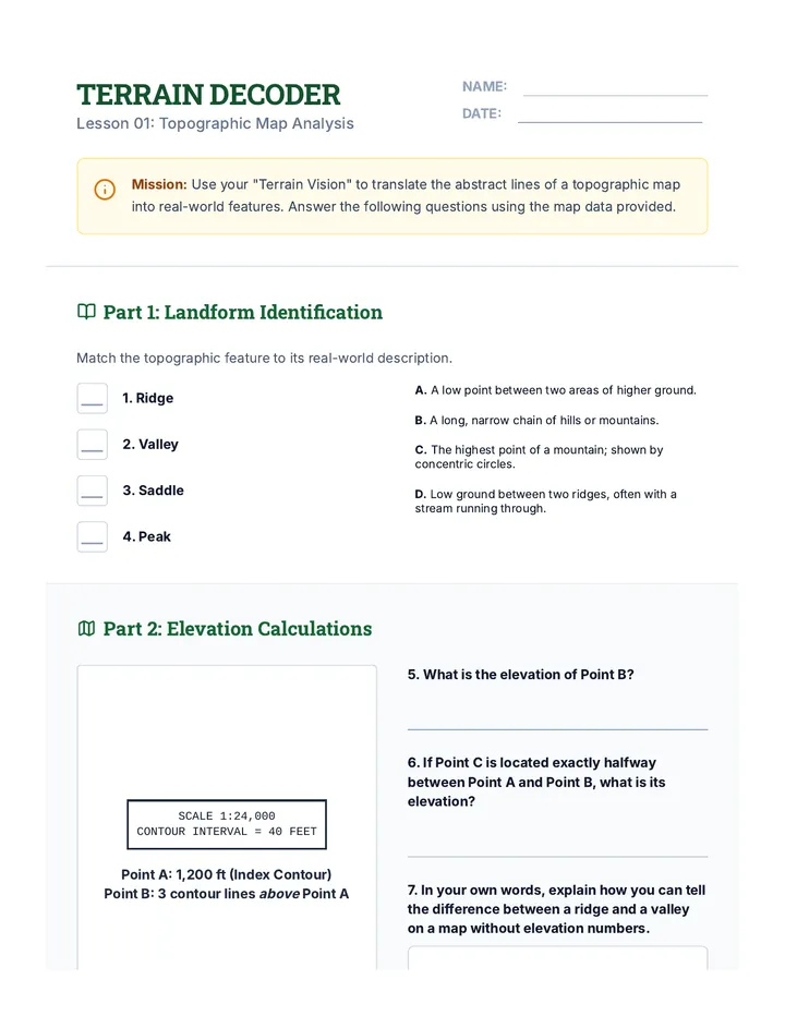 Terrain Decoder Worksheet