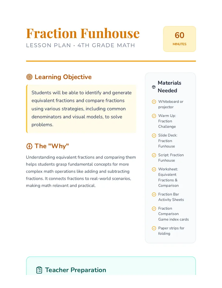 Fraction Funhouse Lesson Plan
