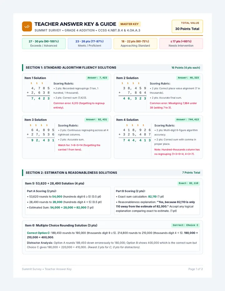Summit Survey Answer Key