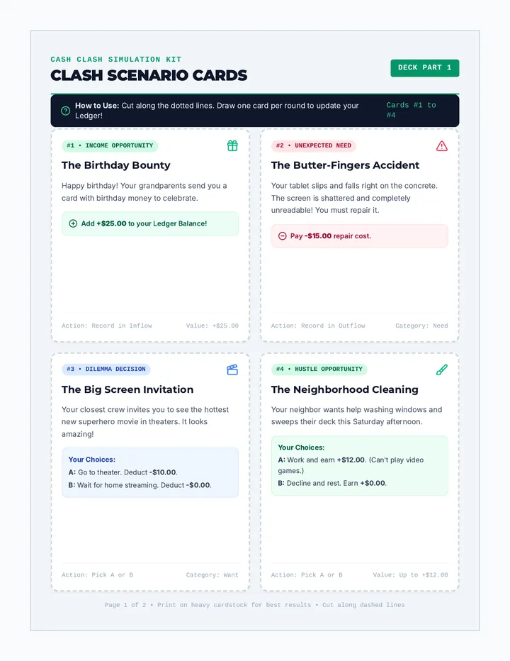 Cash Clash Task Cards