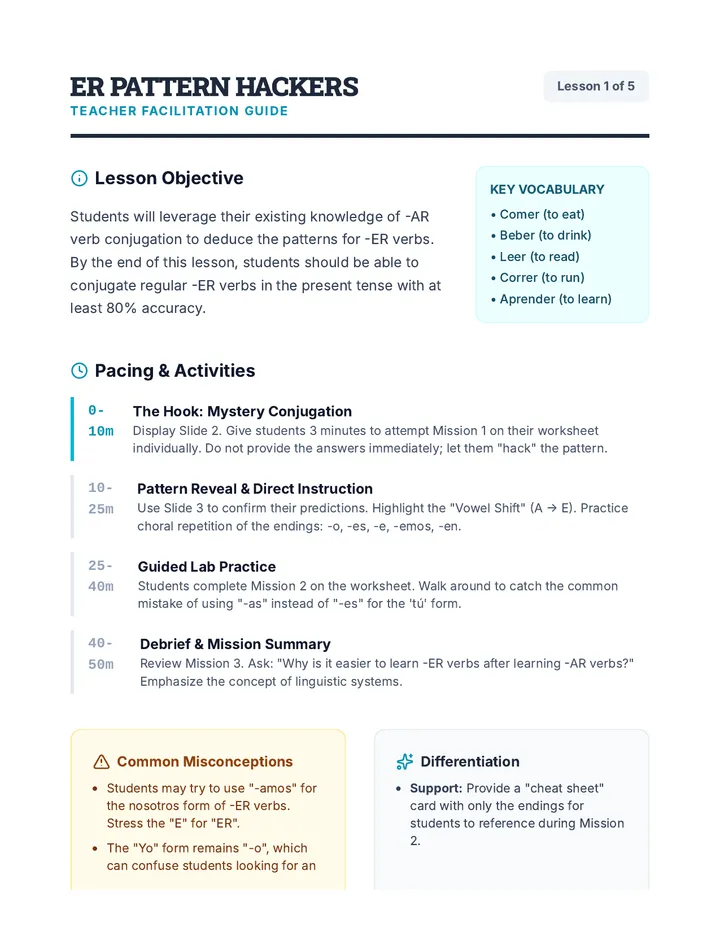 ER Pattern Hackers Teacher Guide