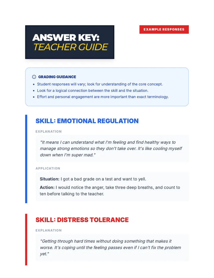 My Super Skill Answer Key