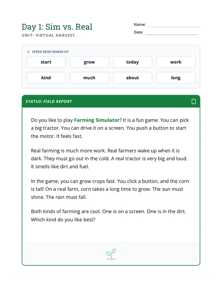 Virtual Harvest Day 1 Packet