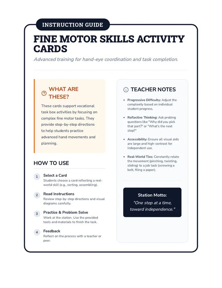 Fine Motor Activity Cards