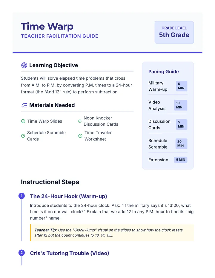 Time Warp Teacher Guide