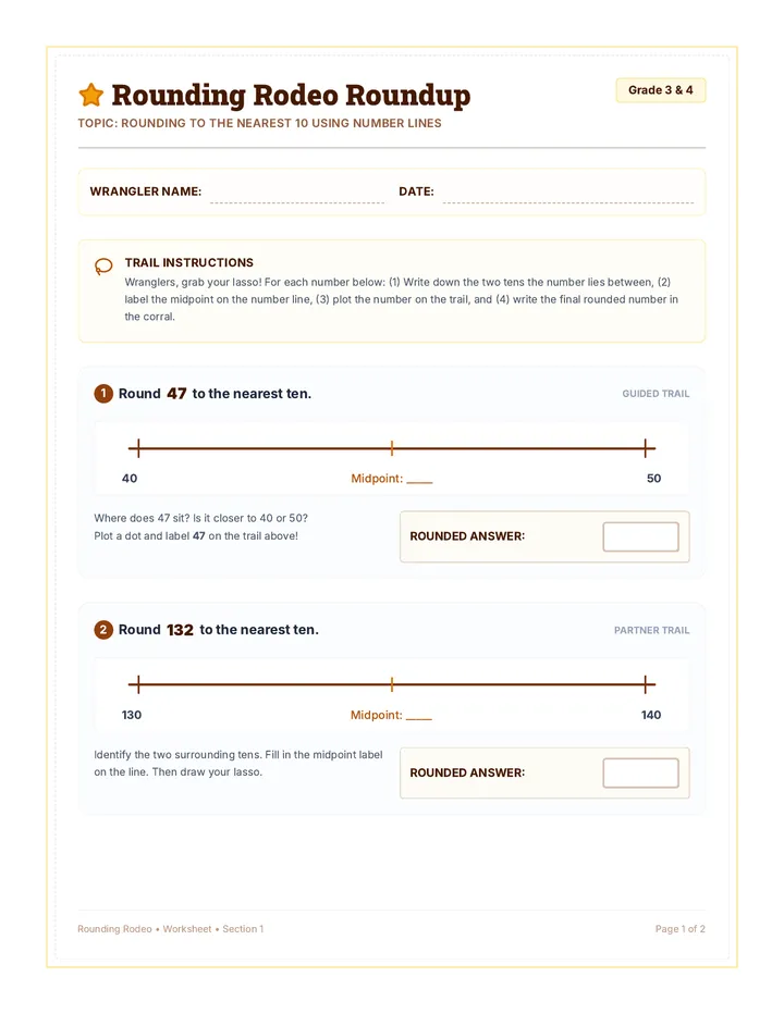 Rounding Rodeo Worksheet