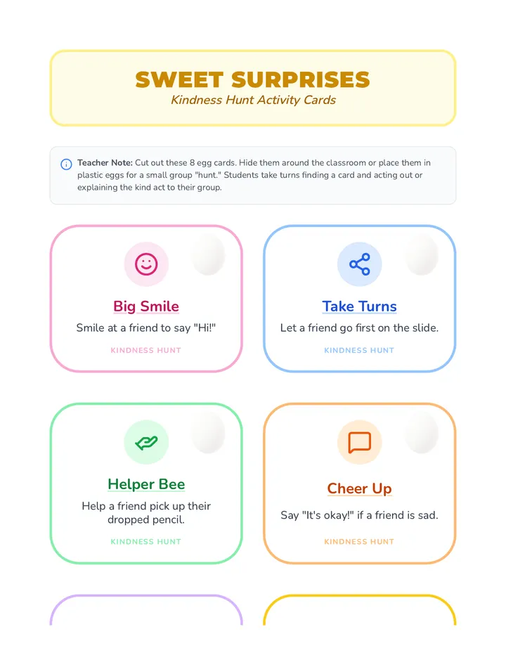 Sweet Surprises Activity Cards