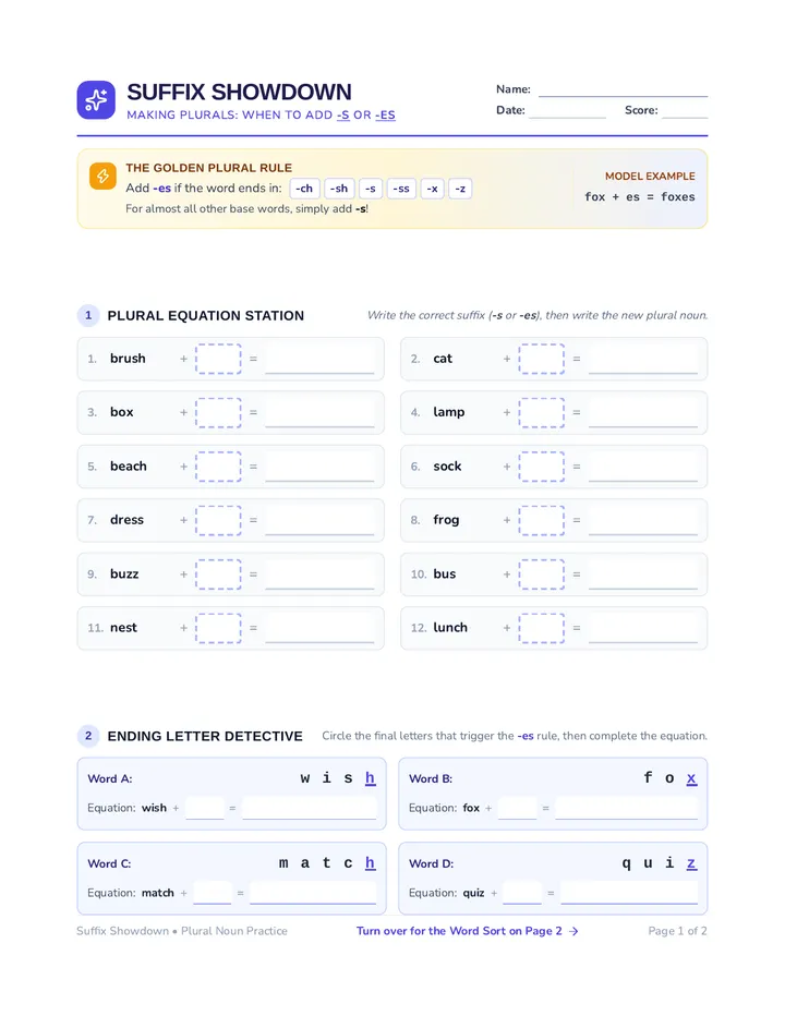 Suffix Showdown Worksheet