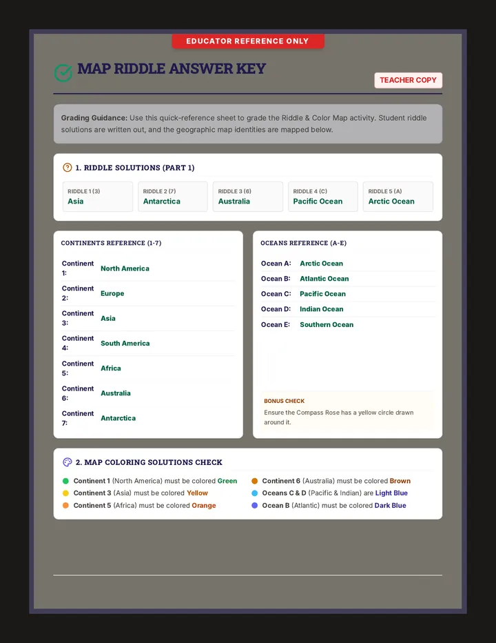 World Map Labeling Answer Key