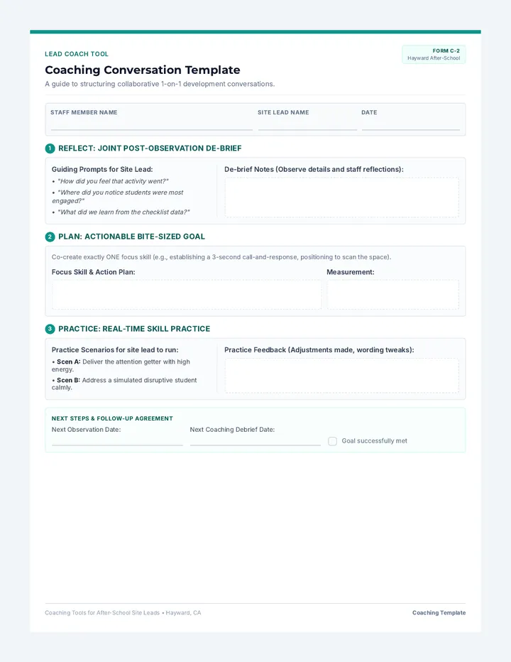 Coaching Conversation Template