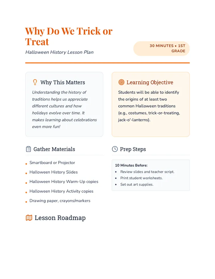 Trick or Treat Lesson Plan
