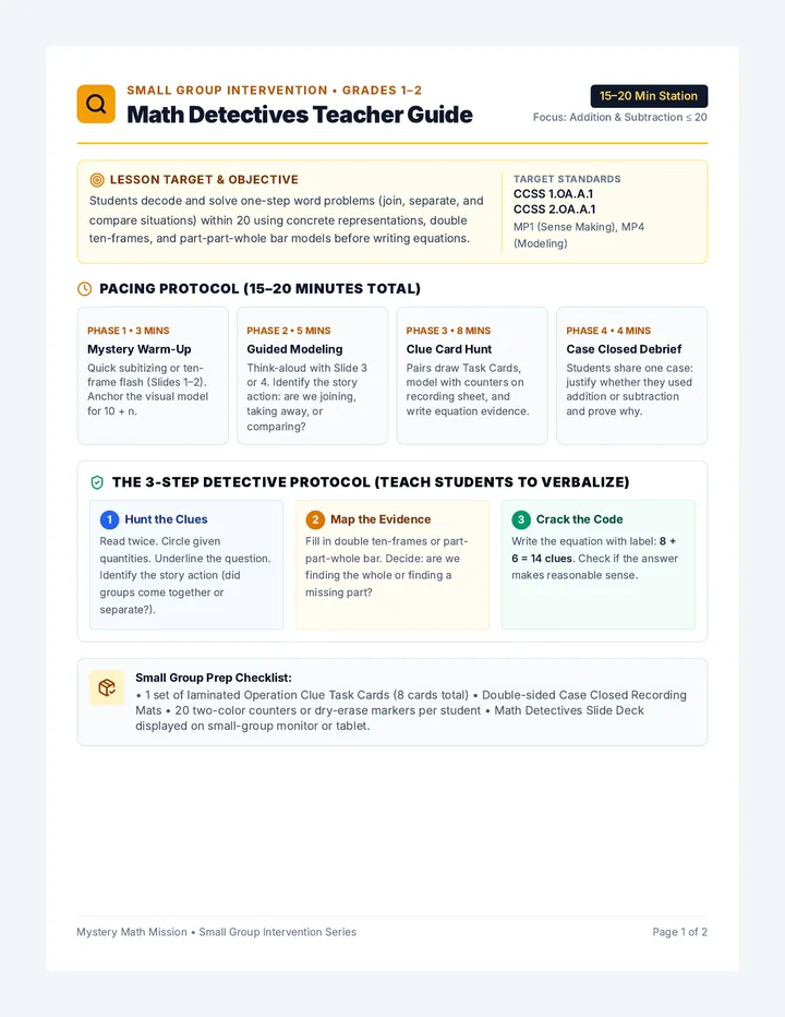 Math Detectives Teacher Guide