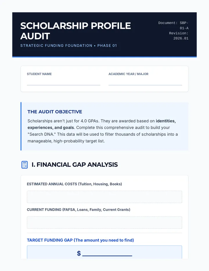 Scholarship Profile Audit Worksheet
