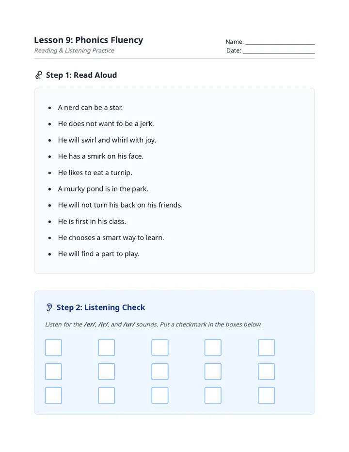 Fluency Practice Handout L9