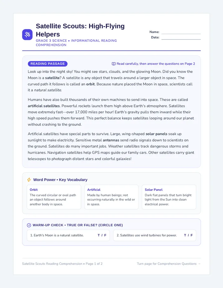 Satellite Scouts Worksheet