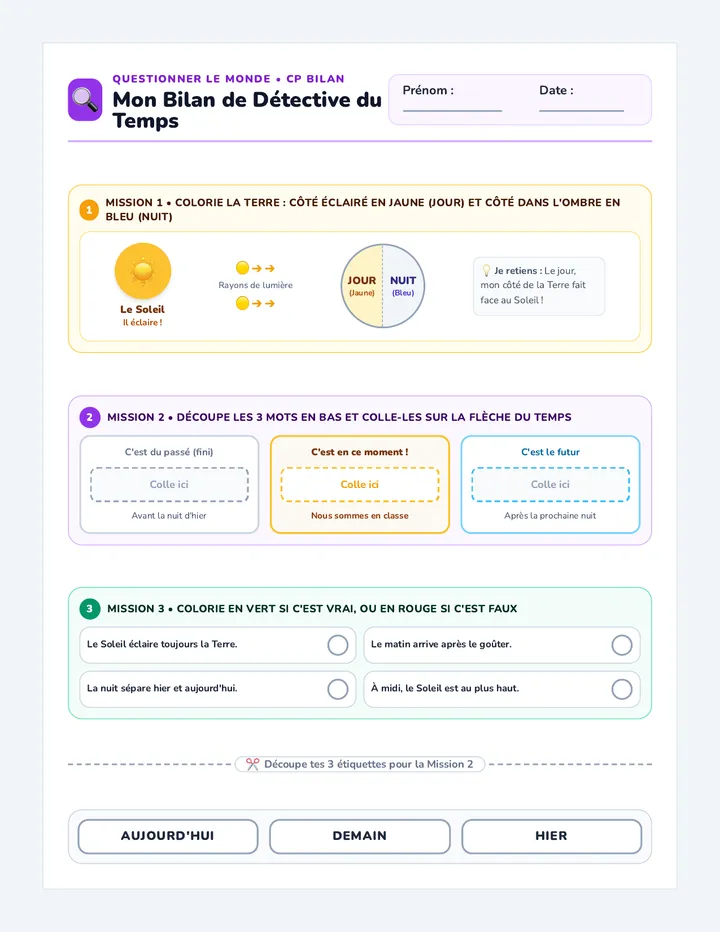 Temps Détective Fiche Bilan