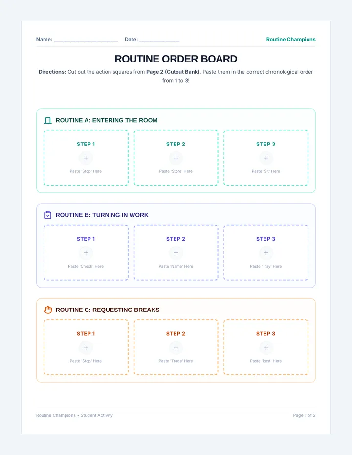 Routine Order Sequencing Worksheet