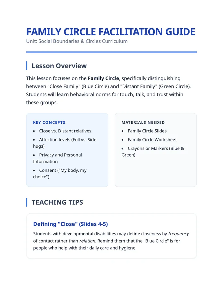 Family Circle Teacher Guide