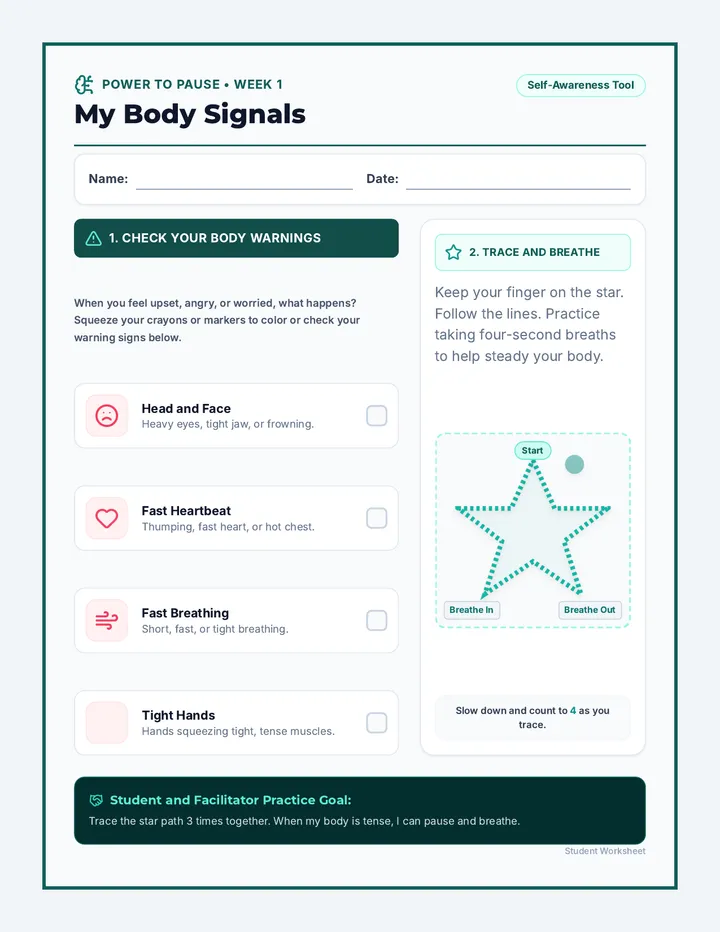 Body Signals Worksheet