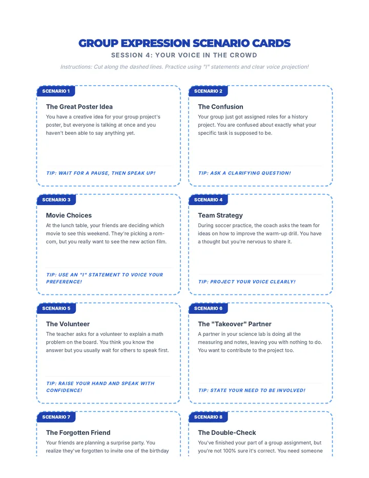 Group Expression Scenario Cards