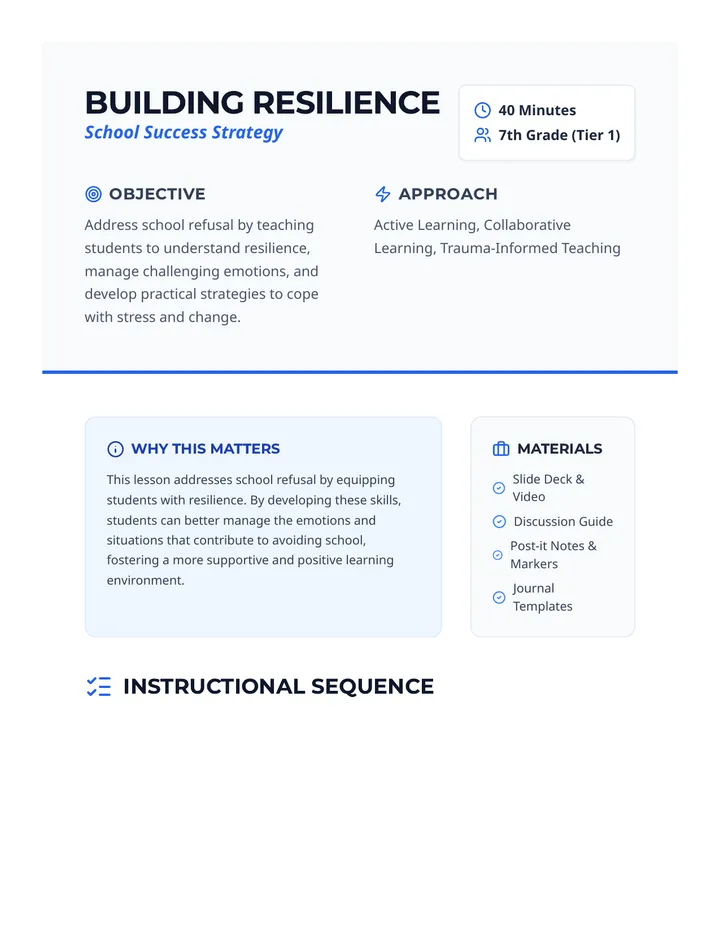 Building Resilience Lesson Plan