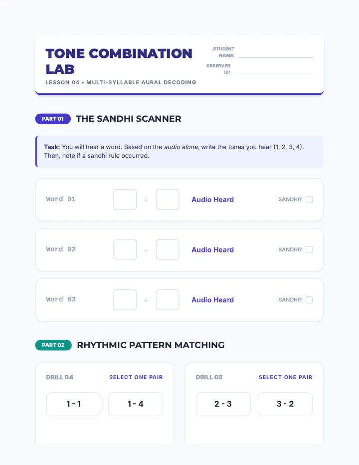 Tone Combination Lab Worksheet