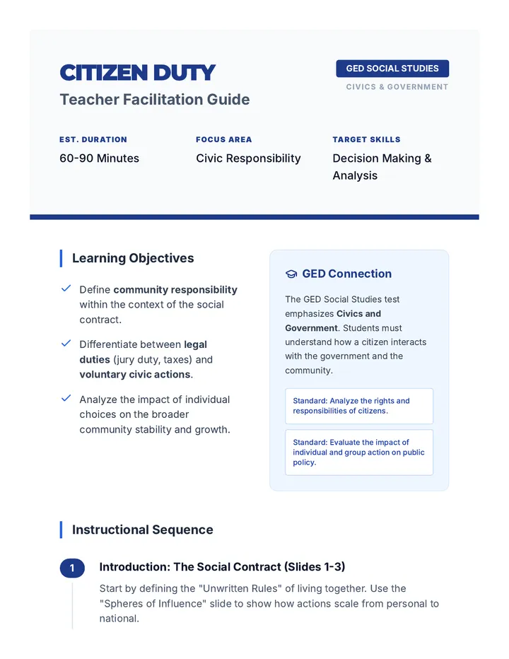 Citizen Duty Teacher Guide