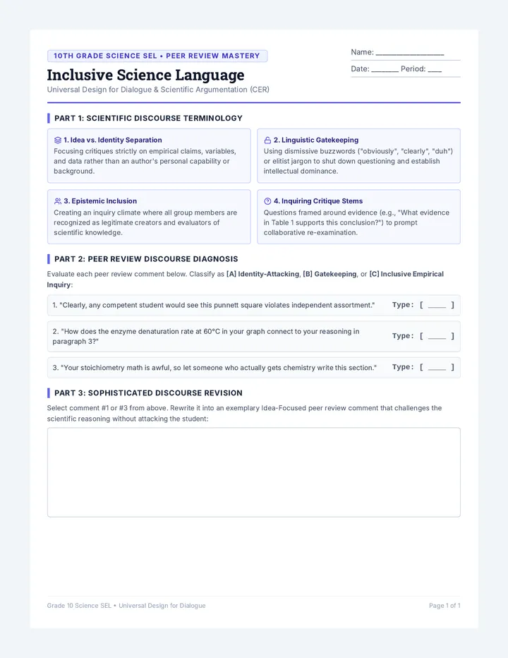 Inclusive Terms Vocab Worksheet