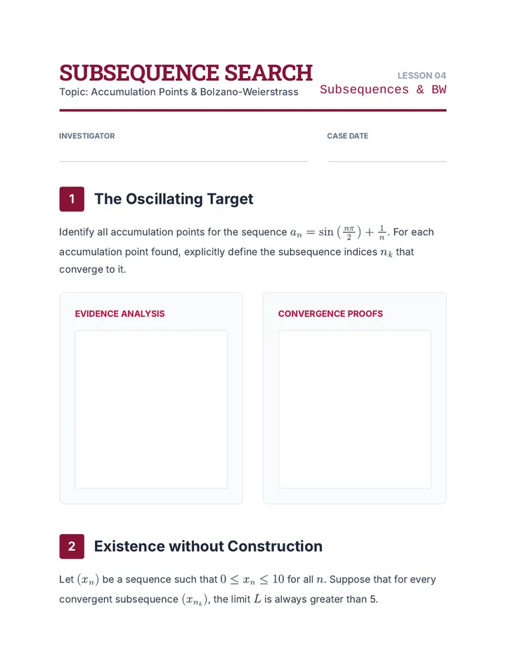Subsequence Search Worksheet
