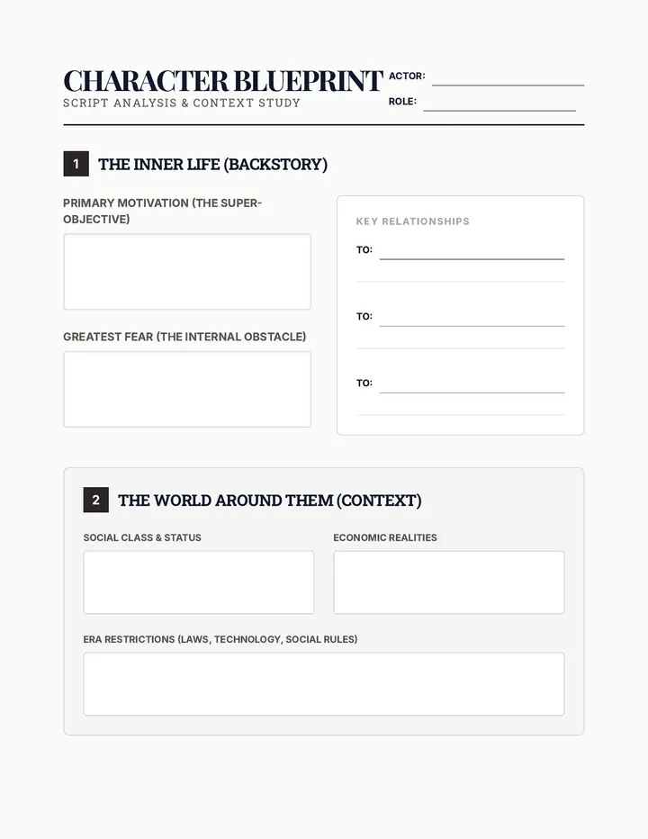 Character Blueprint Worksheet