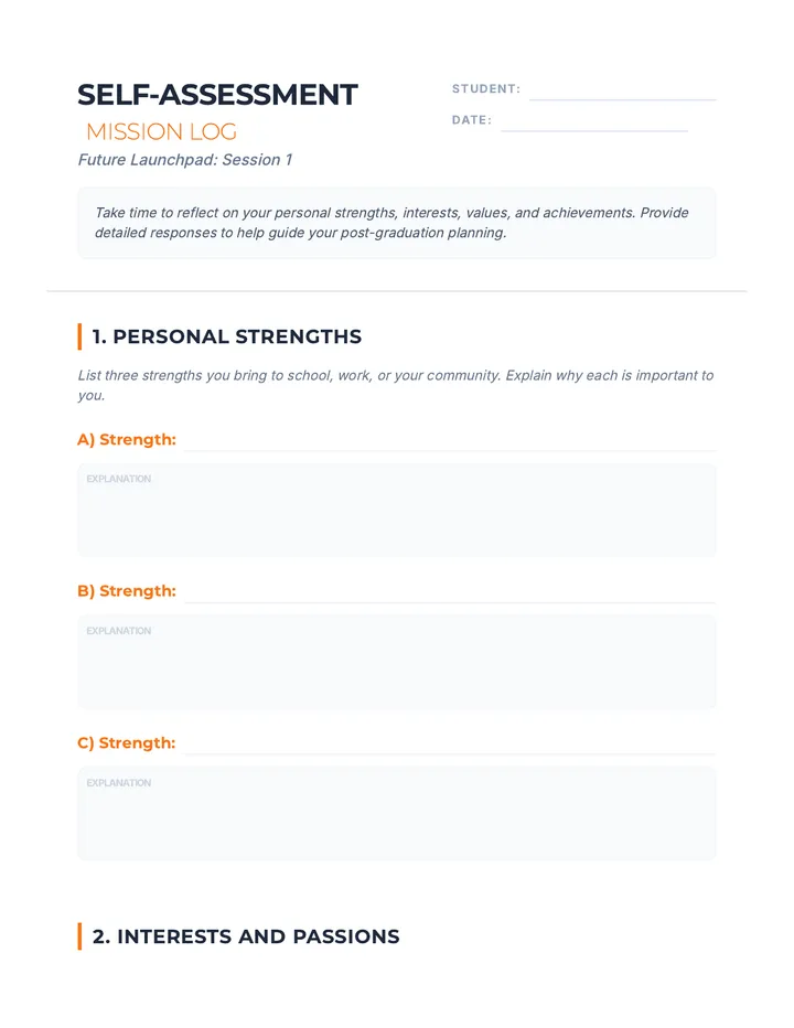 Self-Assessment Worksheet