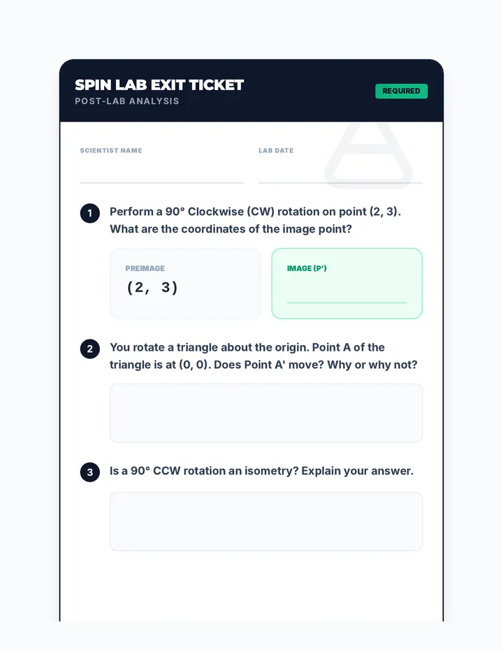 Spin Lab Exit Ticket
