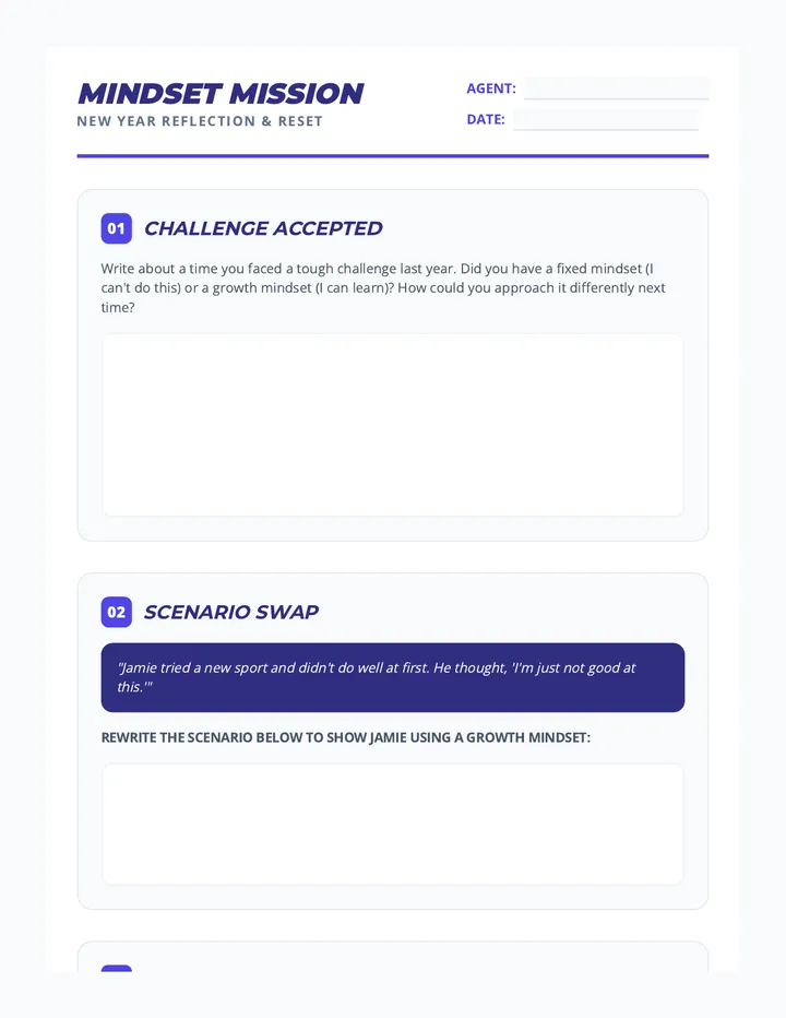 Mindset Mission Worksheet