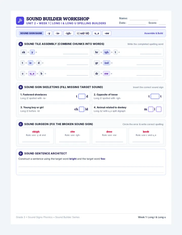 Sky High Sound Builder Worksheet