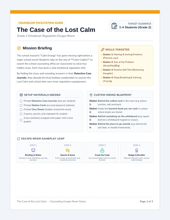 Lost Calm Counselor Guide