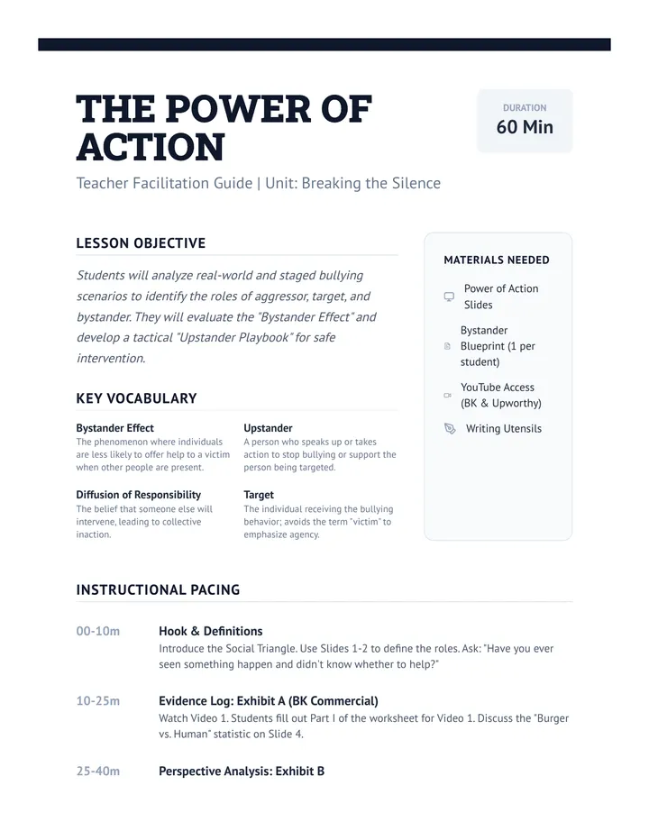 Power of Action Teacher Guide