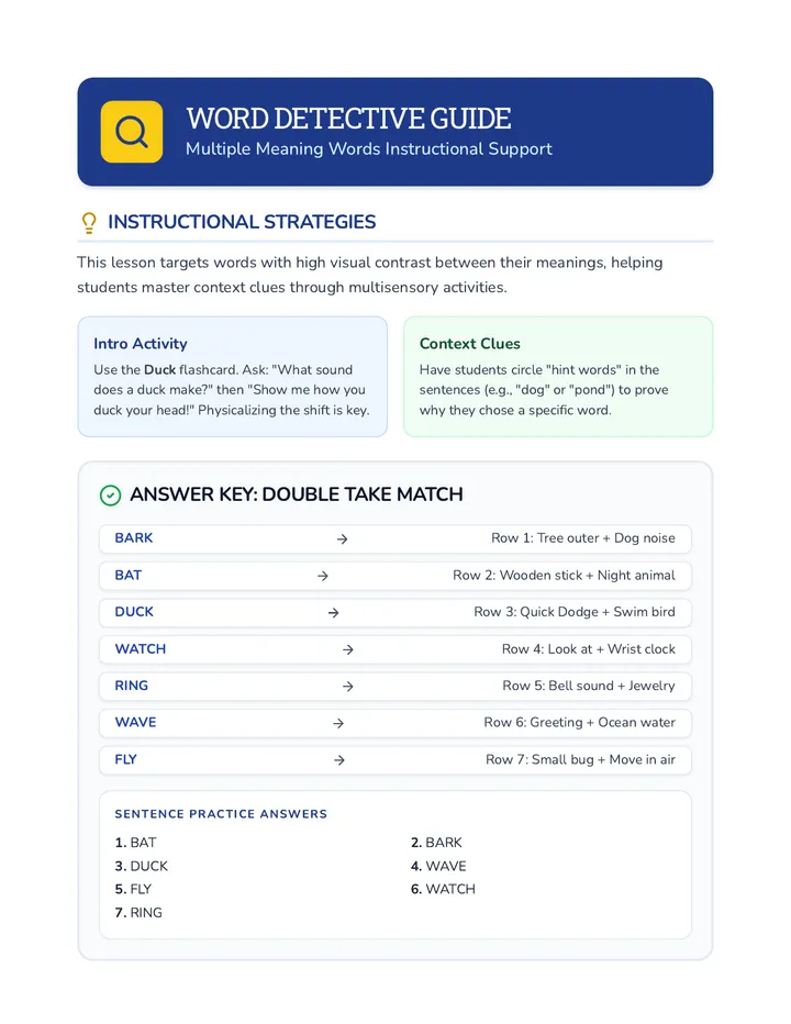 Word Detective Teacher Guide