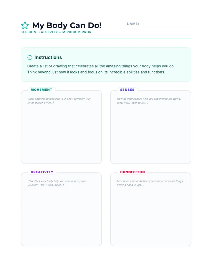 Mirror Mirror Session 3 Activity Sheet