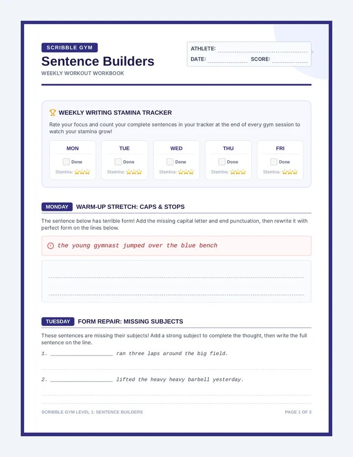 Sentence Builders Workbook