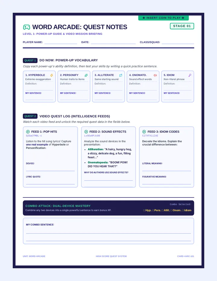 Word Arcade Guided Notes