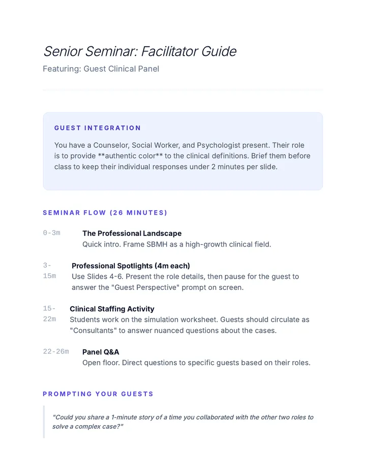 Facilitator Notes Guide Senior Panel Edition