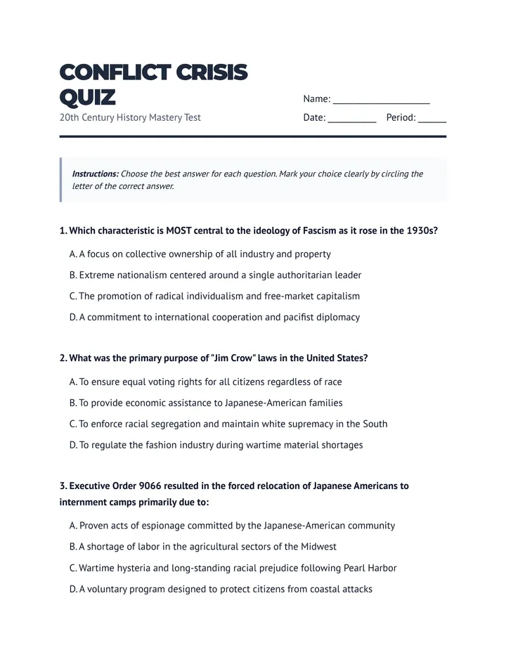 Conflict Crisis Quiz