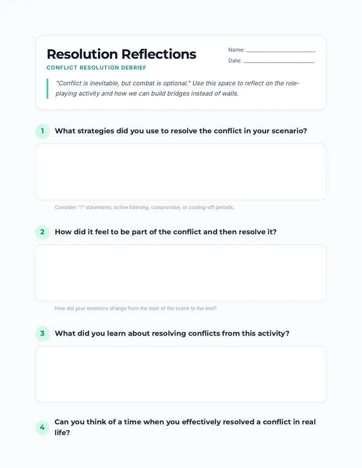 Discussion Questions Worksheet
