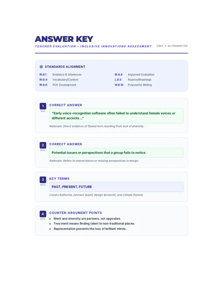 Inclusive Innovations Answer Key