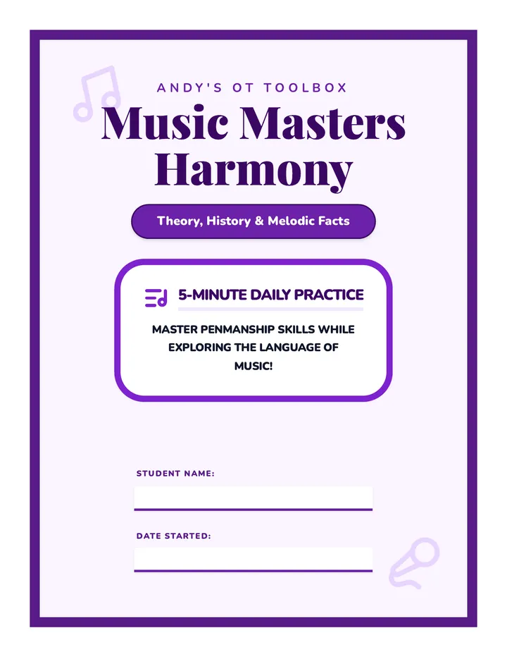 Music Masters Handwriting 30 Day Worksheet