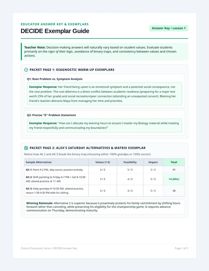 DECIDE Navigator Answer Key