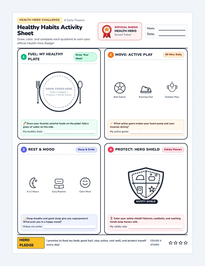 Healthy Habits Activity Sheet