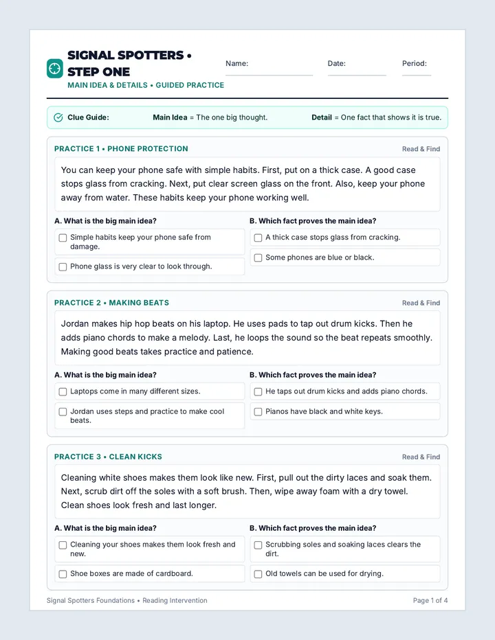 Signal Spotters Foundations Packet