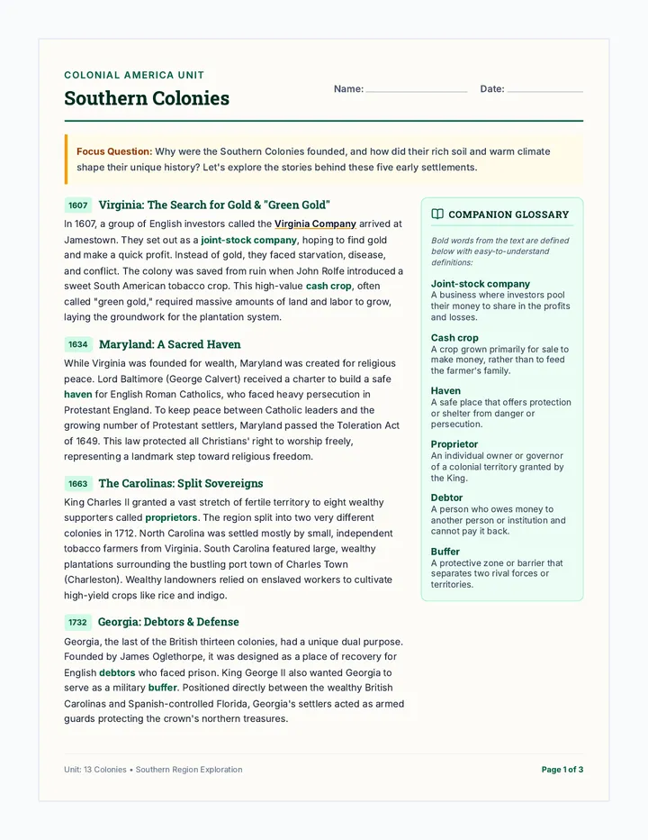 Southern Soil Reading Packet